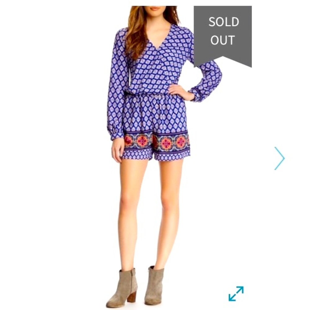 Everleigh Romper print blue pockets long
